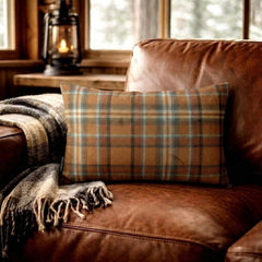 Plaidflow Orange - Orange Velvet Winter Plaid Lumbar Cushion Cover