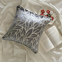 Paloma Gray Leaves - Paloma Gray Burnout Velvet Decorative Euro Sham