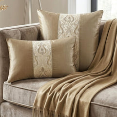 Taupe Satin Throw Cushion Cover - Regal Baroque Taupe