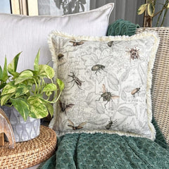 Crawling Terrors - Beige Cotton Spookys Decorative Throw Cushion Cover