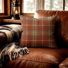 Plaidscape Terracotta - Red Velvet Winter Plaid  Throw Cushion Cover