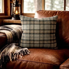 Plaidscape Gray - Gray Velvet Winter Plaid  Throw Cushion Cover
