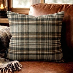 Plaidscape Gray - Gray Velvet Winter Plaid  Throw Cushion Cover