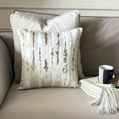 Beige Velvet Lumbar Cushion Cover - Grunge Haze Oak Lumbar