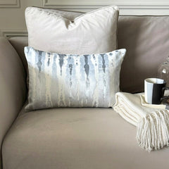 Ice Blue Velvet Lumbar Cushion Cover - Grunge Haze Ice Lumbar