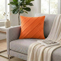 Contemporary Orange - Orange Faux Suede Throw Pillow Cover
