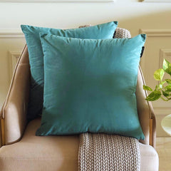 Teal Green Plain Velvet Throw Cushion Cover - Teal Green Velvet