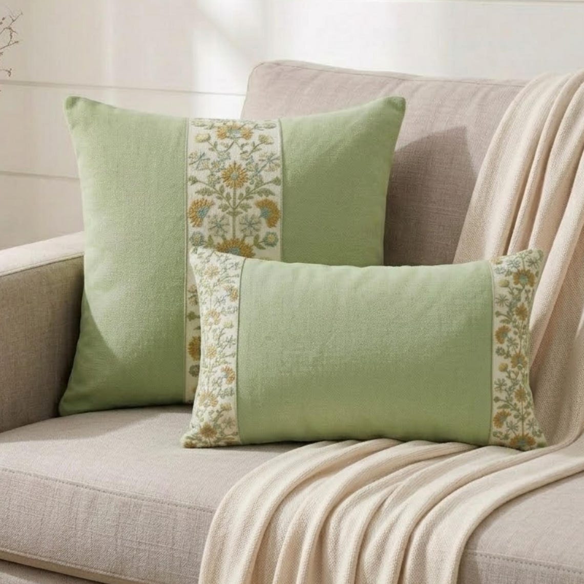 Sage Meadow Lumbar Cushion Cover