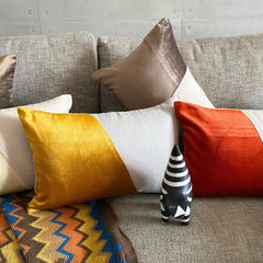 Velutinous Saffron Yellow - Velvet Lumbar Pillow Cover