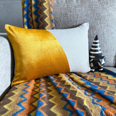 Velutinous Saffron Yellow - Velvet Lumbar Pillow Cover