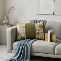 Olive Green Linen Lumbar Cushion Cover - Olive Grace