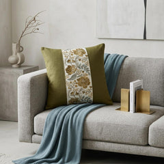 Olive Green Linen Lumbar Cushion Cover - Olive Grace