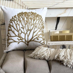 Gold Forest - Gold Linen Throw Cushion Cover
