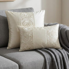 Ivory Heirloom Vine Lumbar Cushion Cover