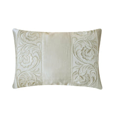 Ivory Satin Lumbar Cushion Cover - Ivory Heirloom Vine