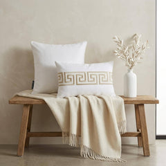 Ivory White Linen Lumbar Cushion Cover - Olympian Key