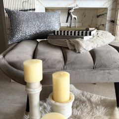 Glinting Glamour - Silver & Gray Silk Lumbar Cushion Cover