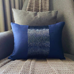 Striking Navy - Art Silk Blue Decorative Lumbar Pillow Cover