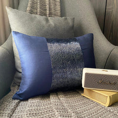 Striking Navy - Art Silk Blue Decorative Lumbar Pillow Cover