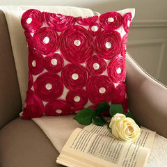 Vintage Joy - Fuchsia Pink Art Silk Throw Pillow Cover