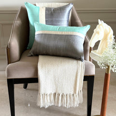 Plush Aqua Silk - Aqua Silk Lumbar Pillow Cover