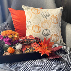 Spiced Pumpkin - Orange Woven Jacquard Pumpkin Throw Cushion Cover