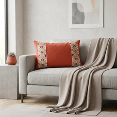Coral Linen Lumbar Cushion Cover - Coral Meadow