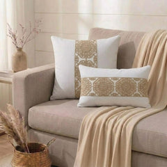 White Linen Lumbar Cushion Cover - Ivora Mandala Lumbar