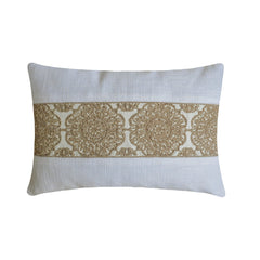 White Linen Lumbar Cushion Cover - Ivora Mandala Lumbar