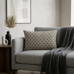 Gray Linen Lumbar Cushion Cover - Terra Lattice Lumbar
