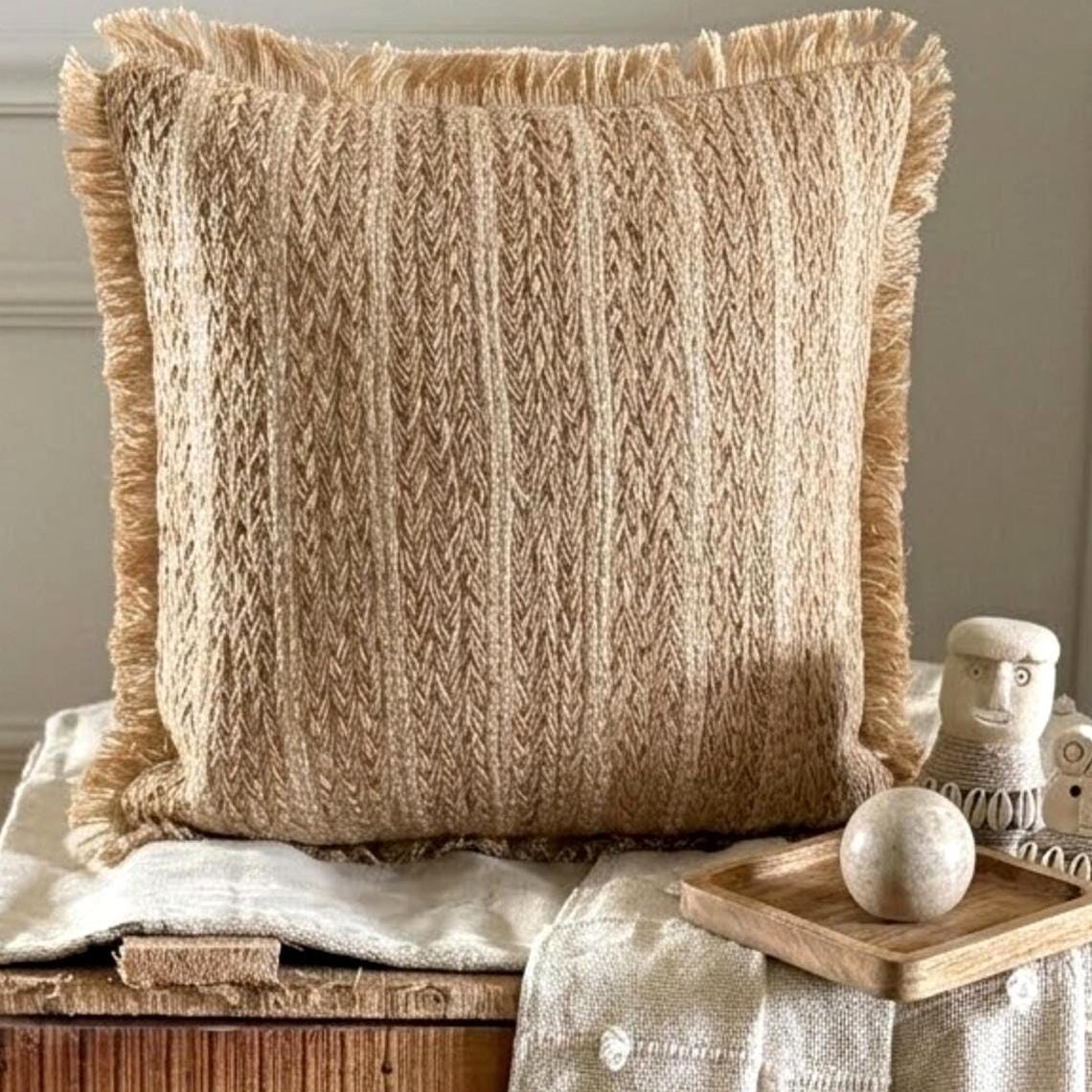 Golden Fiber Throw Cushion Cover