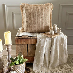 Golden Fiber Throw Cushion Cover