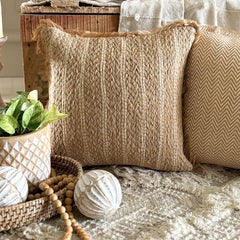 Golden Fiber - Beige Jute Throw Cushion Cover