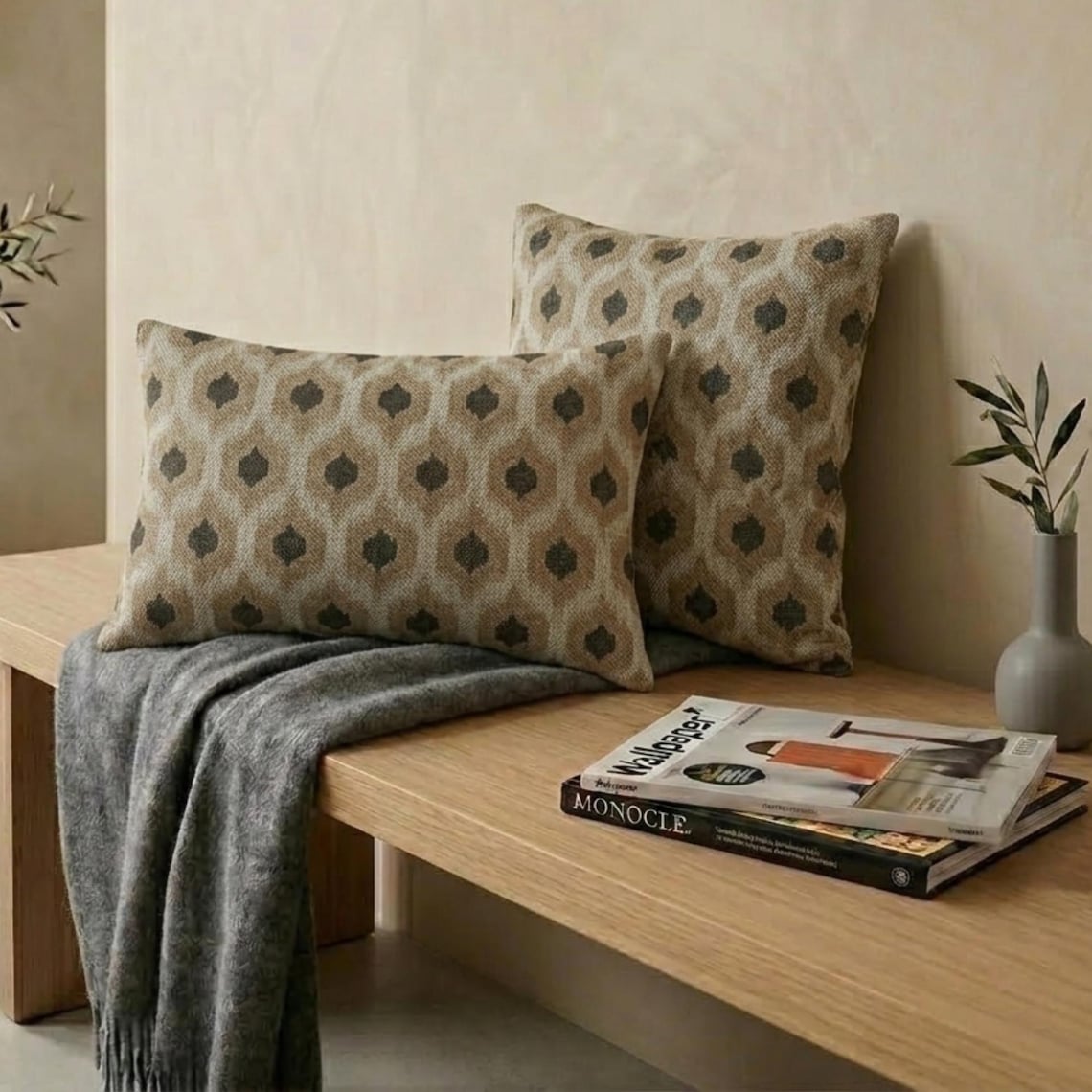Zoraya Beige Lumbar Cushion Cover