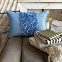 Sky Blue Love - Sky Blue Silk Decorative Lumbar Pillow Cover
