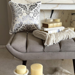 Paloma Grey Damask - Paloma Gray Burnout Velvet Decorative Euro Sham