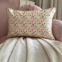 Terrazo Fun Beige - Beige Faux Leather Lumbar Pillow Cover