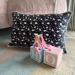 Terrazo Fun Black Lumbar Pillow Cover