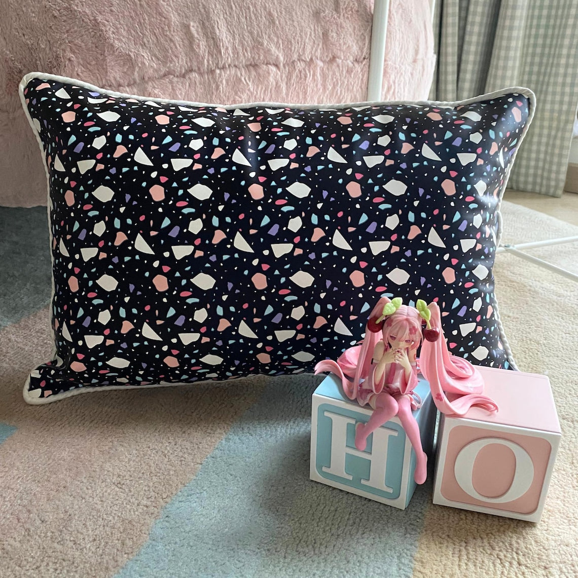 Terrazo Fun Grey Lumbar Pillow Cover