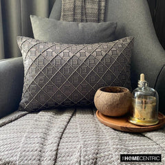 Interface - Brown Jacquard Lumbar Pillow Cover