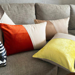 Velutinous Yellow - Yellow Velvet & Linen Lumbar Pillow Cover