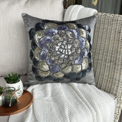Silver Wildflower - Silver Art Silk Throw Pillow Cover