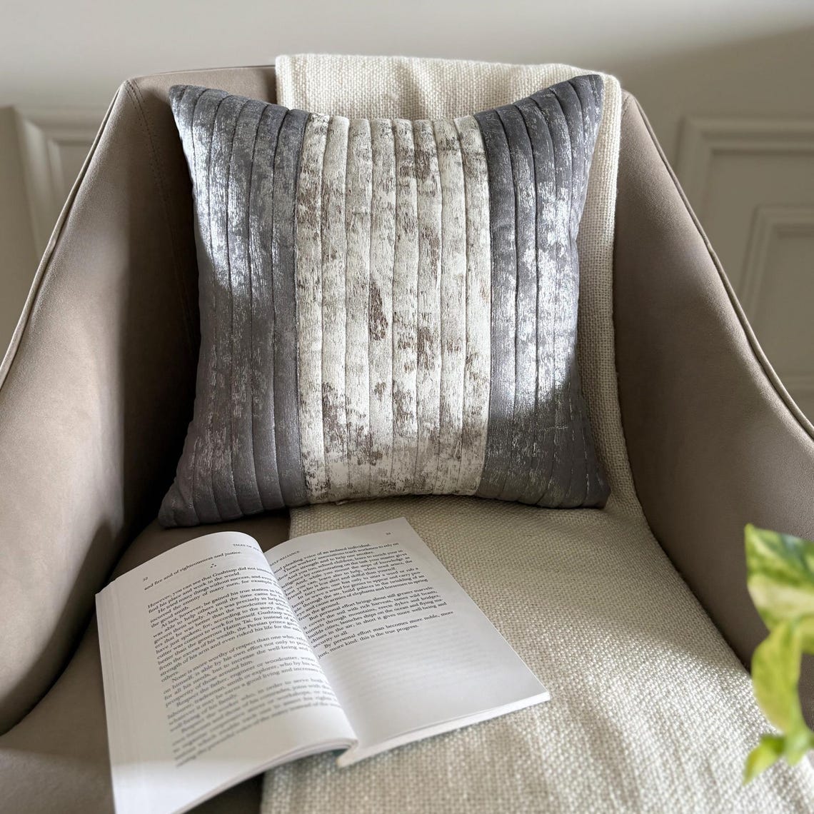 Grey Foil Dusk Throw Cushion Cover