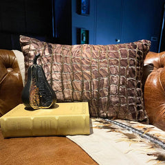 Roar & Ripple - Brown Velvet Lumbar Cushion Cover