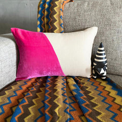 Velutinous Fuchsia - Fuchsia Velvet & Linen Lumbar Pillow Cover