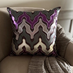 Purple Lava - Purple Faux Leather Throw Pillow Cover