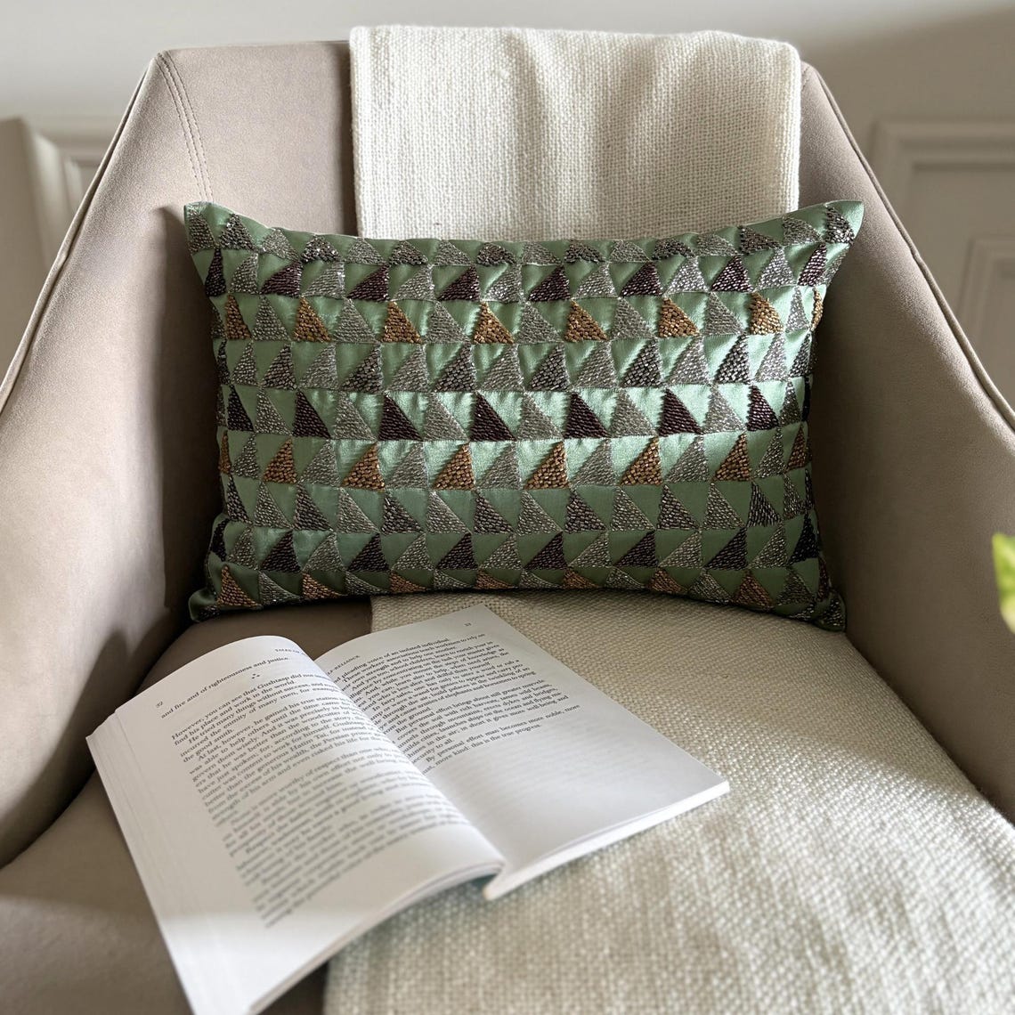 Teal Triad Lumbar Pillow Cover