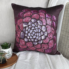 Pink Wildflower - Plum Art Silk Throw Pillow Cover
