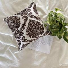 Damask Brown - Brown Burnout Velvet Decorative Euro Sham