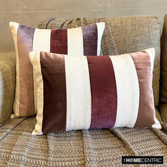 Swathe Berry - Maroon Velvet & Linen Lumbar Pillow Cover